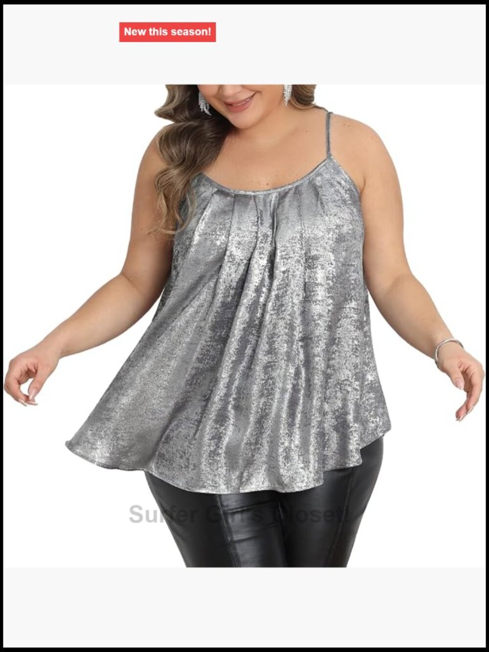 Plus Size Sequin Cami Tank Top Sparkly Party Blouse Sleeveless
